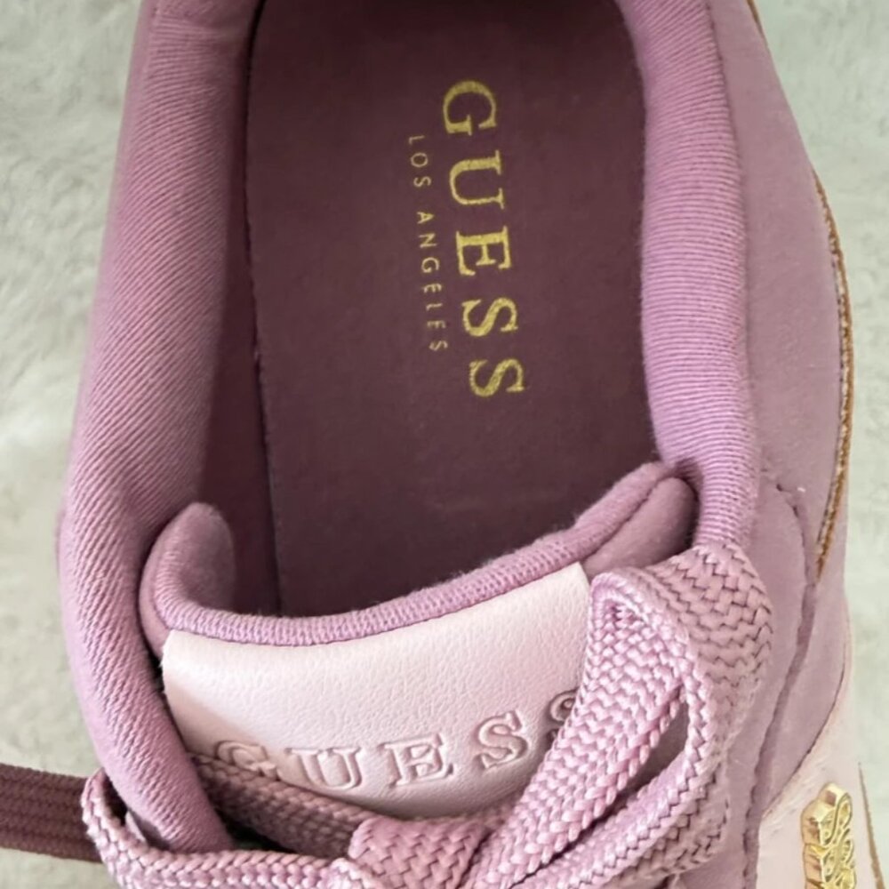 GUESS Women’s Pelara Retro Low-Top Faux Suede Sneakers Pink/Mauve Size 7 New - Picture 7 of 11